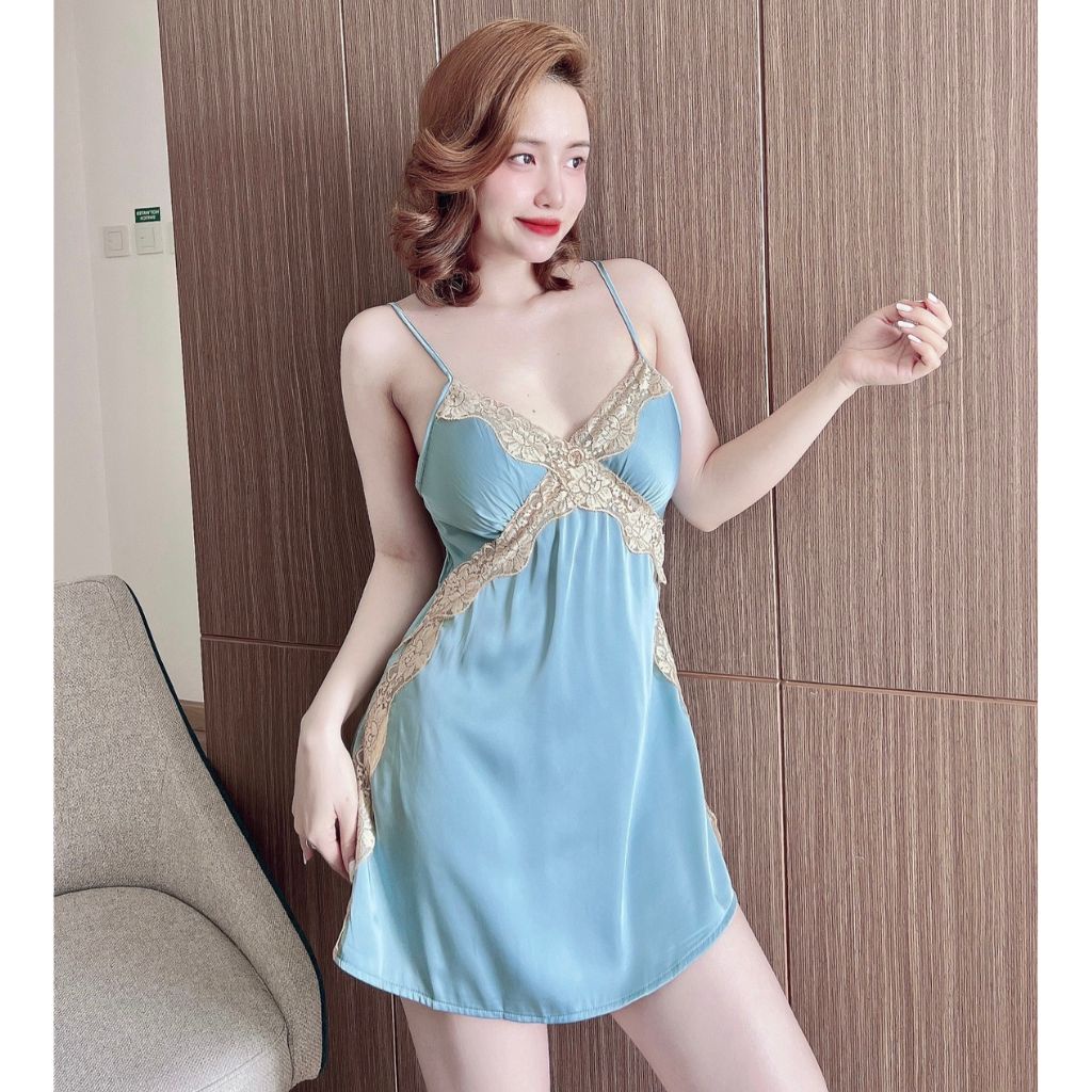 Váy ngủ sexy MIKY, Đầm ngủ sexy lụa Latin Chất Siêu Mát Dáng Siêu Xinh &lt; 60kg