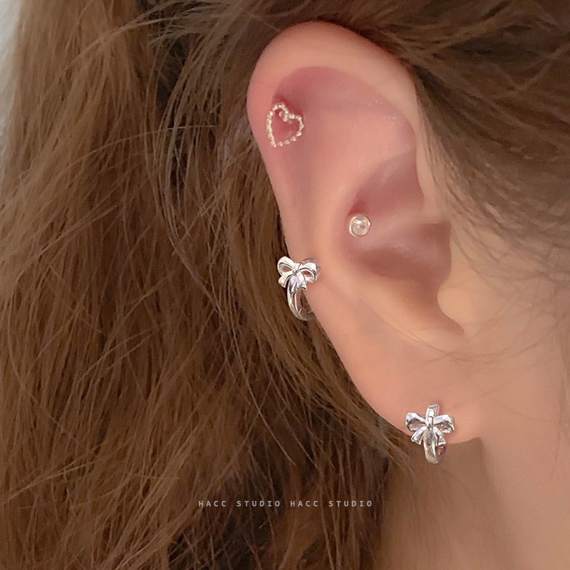 1 Đôi Bông Tai Mạ Bạc 925 Hình Tròn / Bướm / Ngôi Sao / Trái Tim Thời Trang Phong Cách Hàn Quốc Cho Nữ