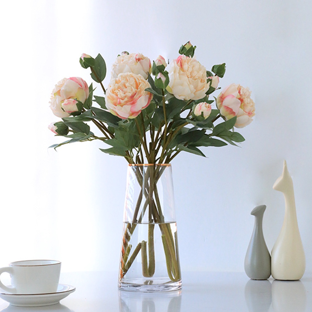 Hoa Mẫu Đơn Nhân Tạo 3 Đầu Trang Trí Bàn