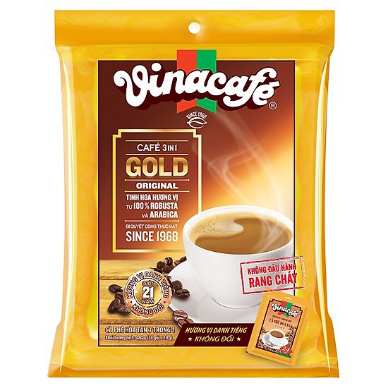Cà phê sữa hòa tan VinaCafé 3 in 1 Gold Original 480g (20g x 24 gói)