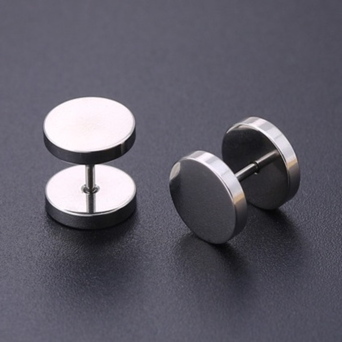 Khuyên tai mặt tròn nam nữ SAZ màu bạc đen đơn giản đẹp nhỏ xinh cao cấp cá tính - Hoa Tai Mặt Tròn