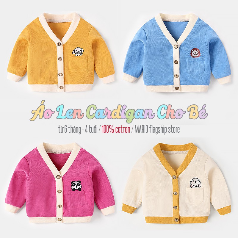 Áo len Cardigan cho bé Mario Store áo khoác len họa tiết đáng yêu hàng xuất khẩu