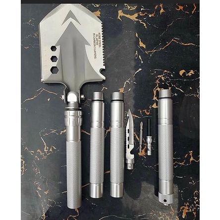 Xẻng Quân Dụng Đa Năng Đi Phượt Cao Cấp, Đa Năng Gấp Gọn (Loại Xịn). 82- 98 cm