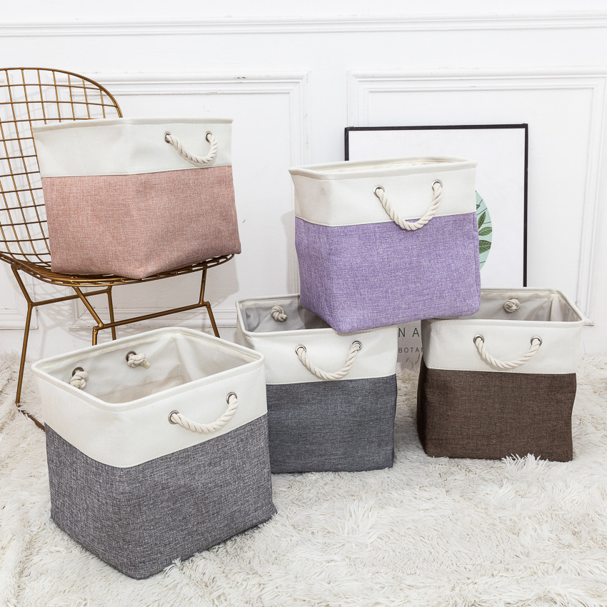 SUPO DEPOT - Giỏ đựng đồ gấp gọn cỡ lớn hộp vải đựng quần áo đa năng 35L - chắp vá màu