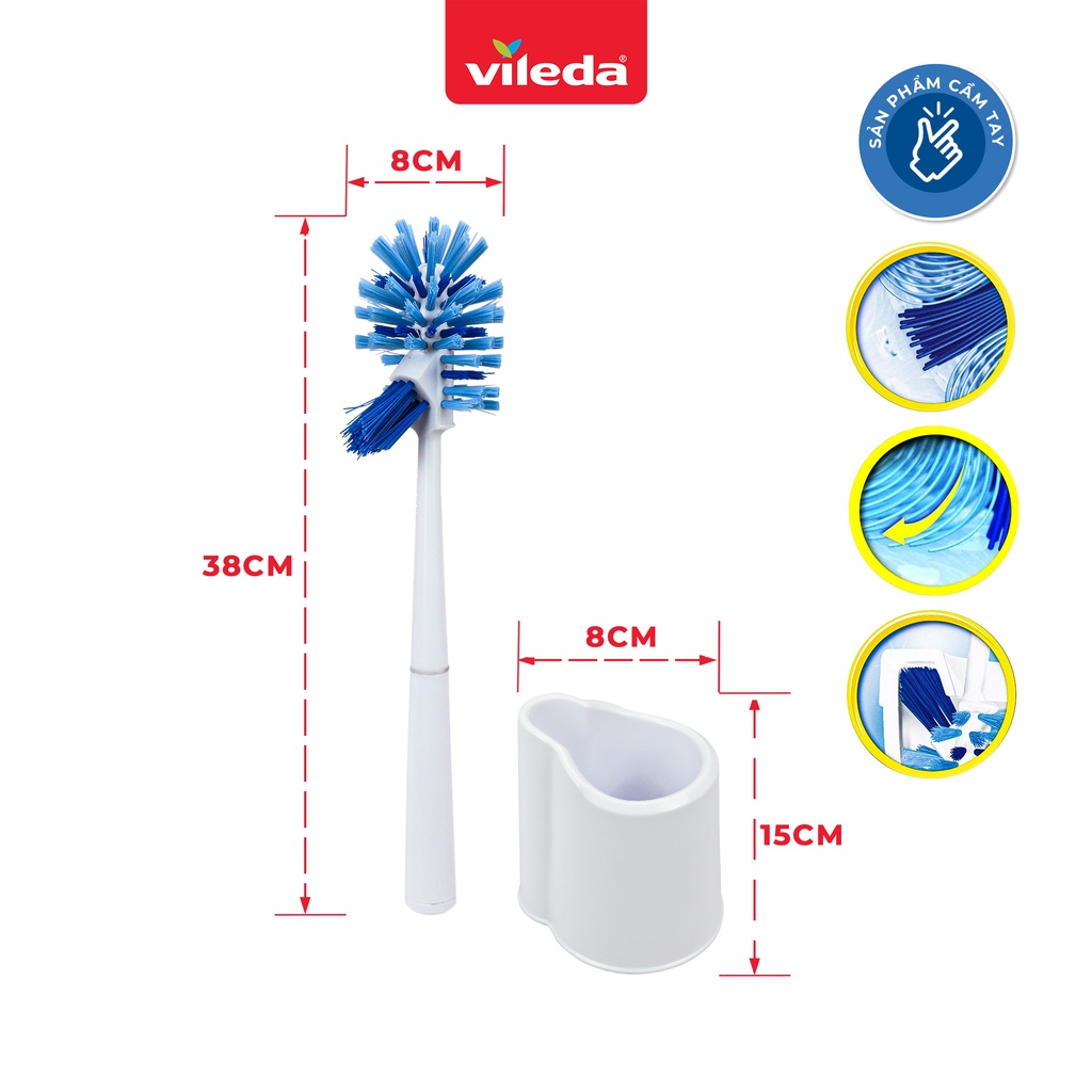 Chổi cọ bồn cầu, toilet VILEDA Power Brush gồm khay đựng để pha nước tẩy rửa - TSU156132
