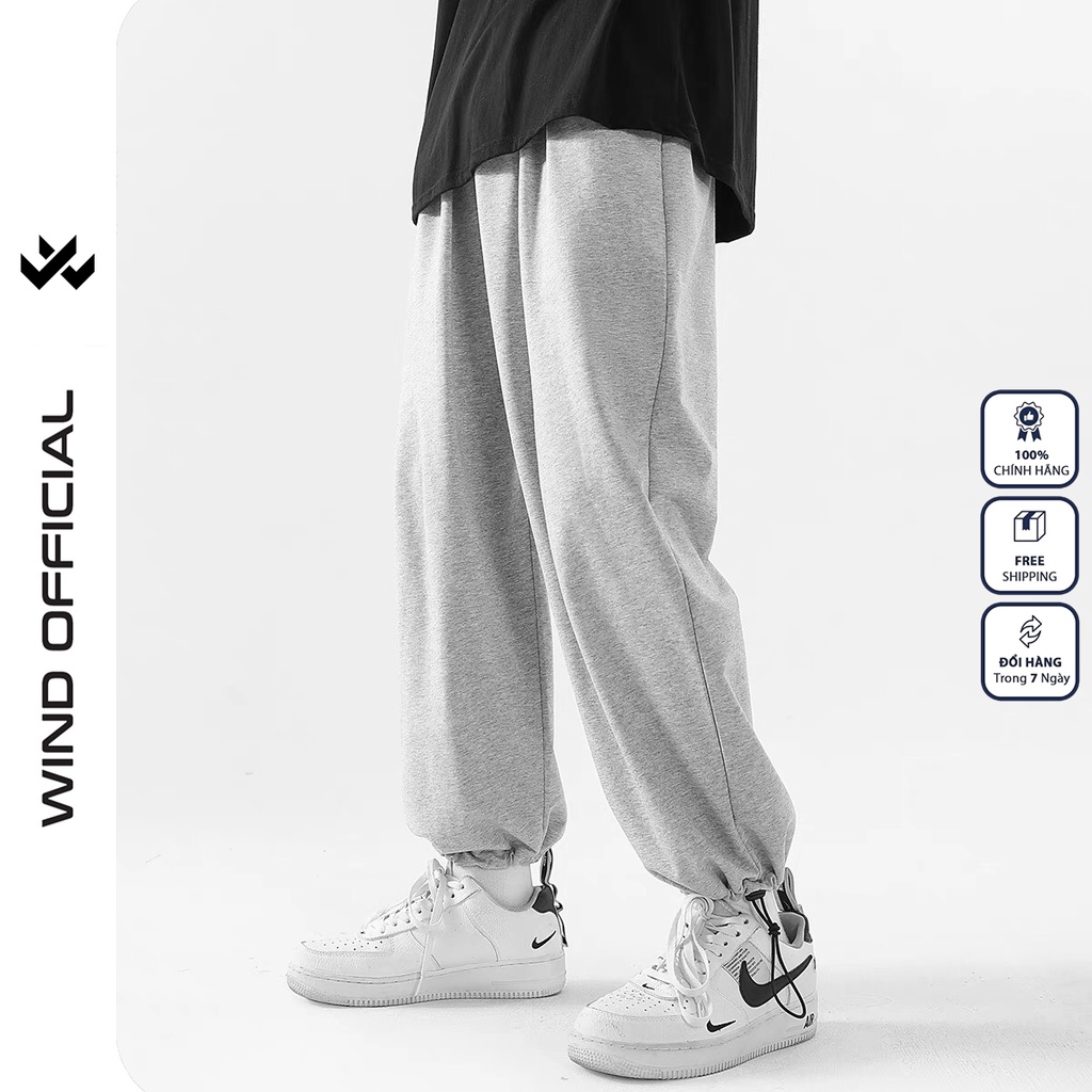 Quần jogger ống rộng WIND unisex dây rút bo chun Basic overszie nam nữ ulzzang