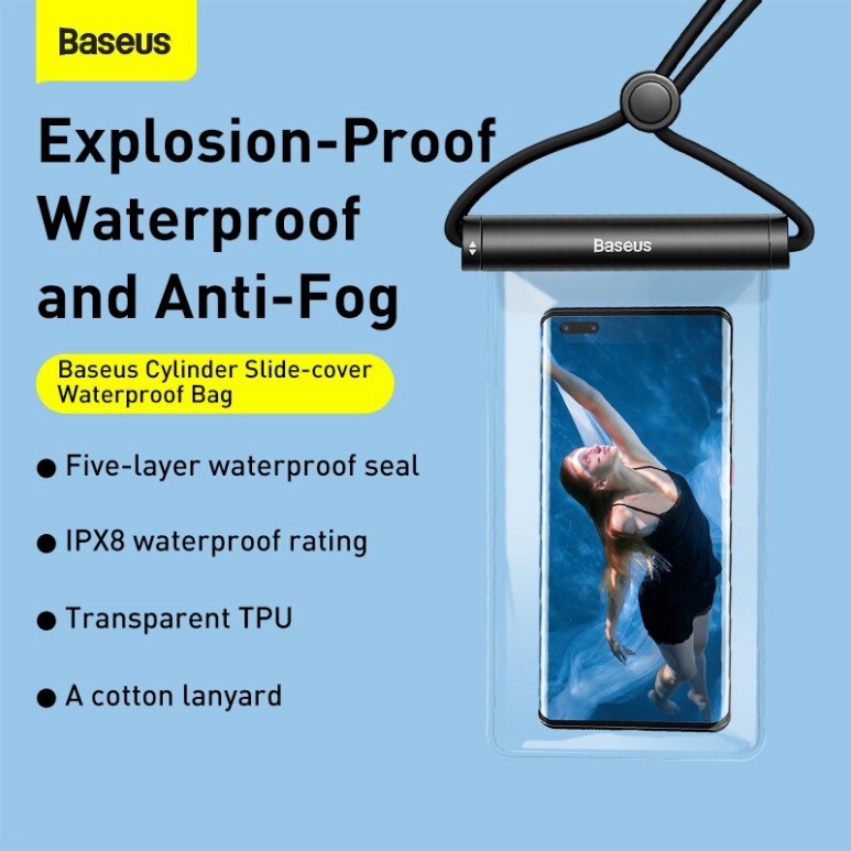 Túi Chống Nước Điện Thoại Baseus Waterproof 5 Lớp Chống Nước Tiêu Chuẩn IPX8 Cho Độ Sâu Đến 30m Phù Hợp Đi Biển Đi Phượt