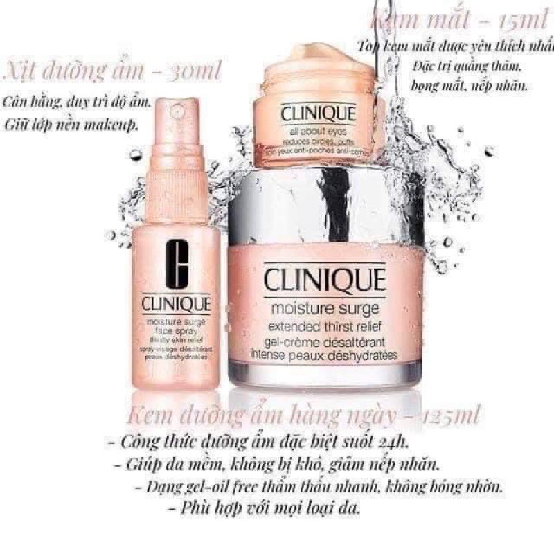 Set dưỡng da CLINIQUE moisture surge 72h auto replenishing hydrator