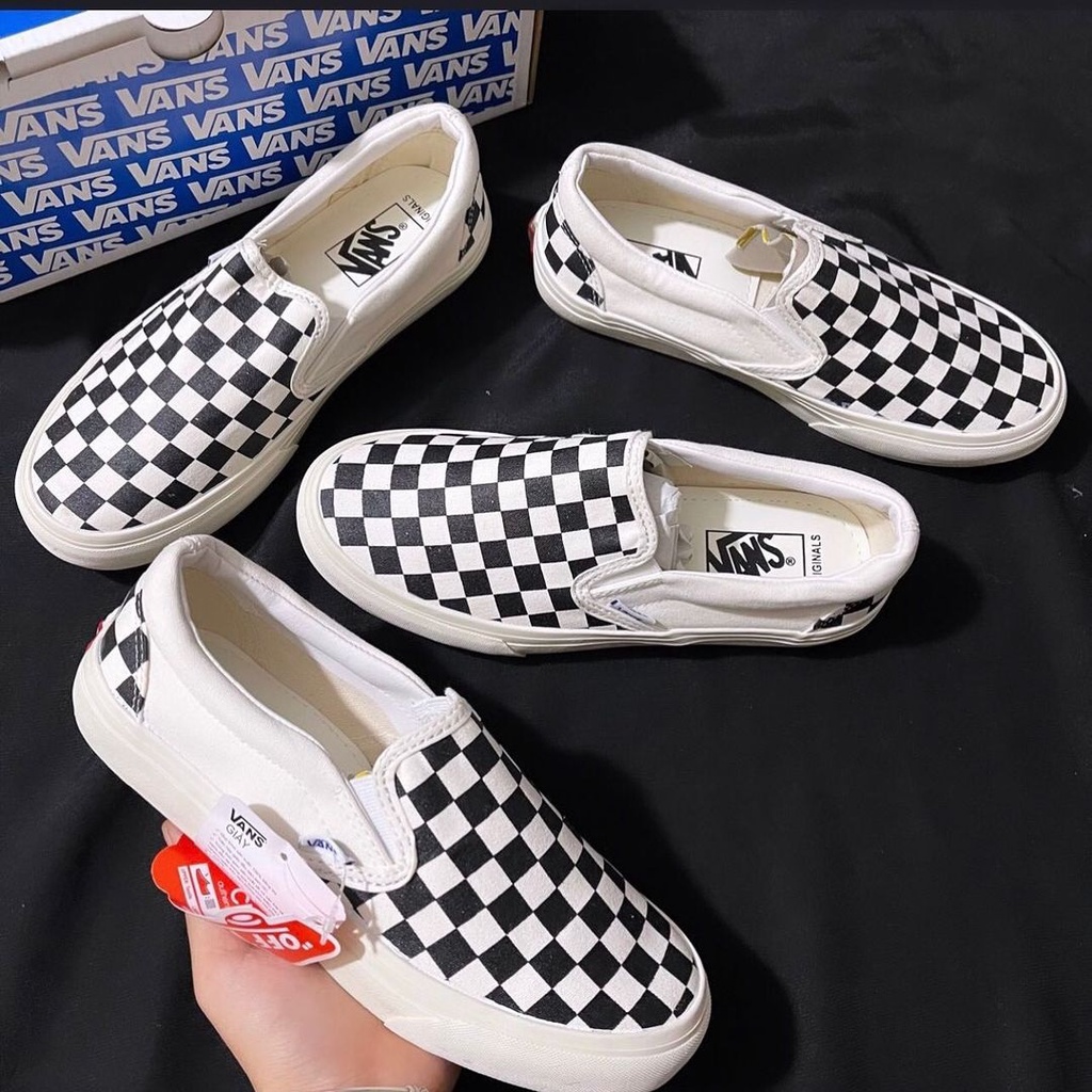 Giày Lười Nam Nữ Vans Caro Classic, Giày Slip On Đi Chơi Đi Học Thời Trang Giá Rẻ