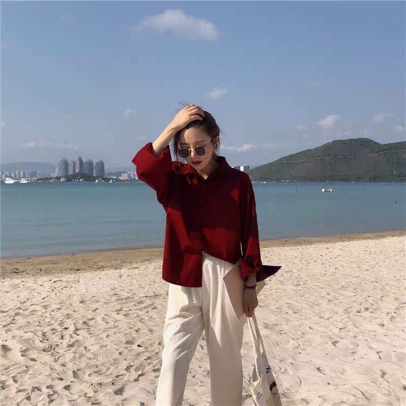 Áo sơ mi nữ mùa xuân mới và mùa thu năm 2021 áo sơ mi rộng rãi cho nữ sinh ,kiểu nước ngoài