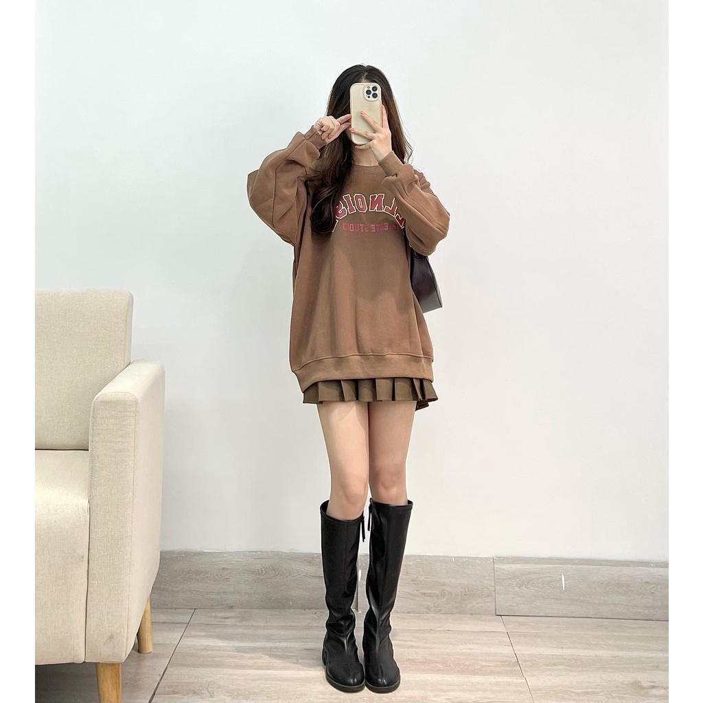 Áo sweater nỉ bông dày dặn dặn ILLNOISE thời trang nữ Miho house