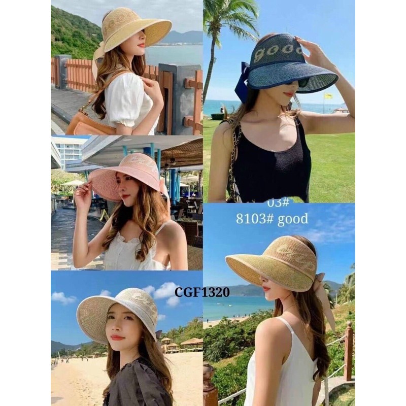 Mũ cói hở nóc,hở đầu vành rộng đội đi biển đủ màu chuyên buôn