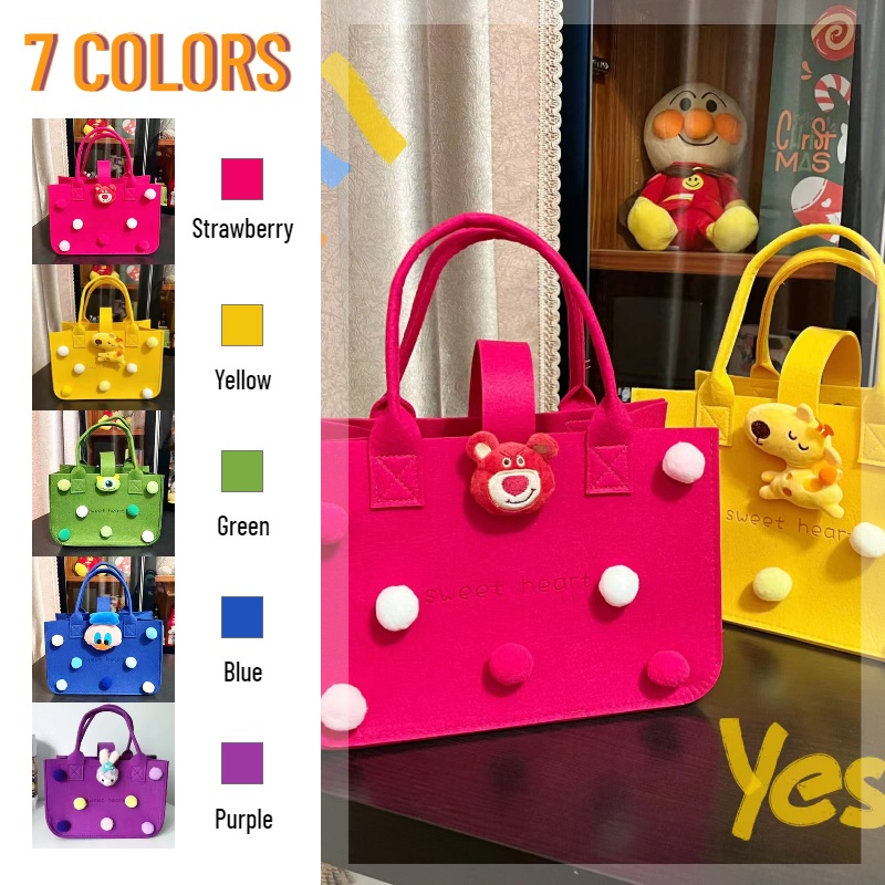 Túi xách 6 màu tùy chọn họa tiết đáng yêu phong cách thời trang tote bag
