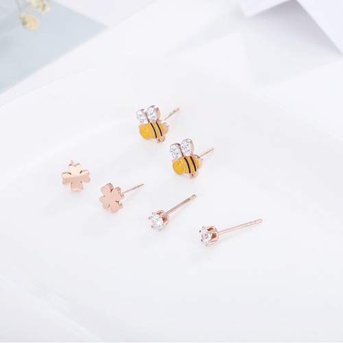 Bộ 3 Đôi Bông Tai Titan Ko Đen TT 2476