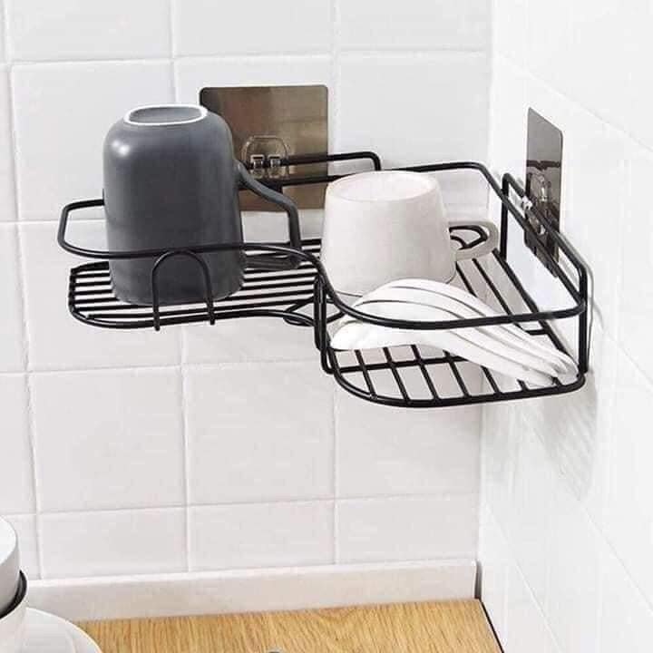 Kệ góc nhà tắm phun sơn tĩnh điện dán tường siêu dính trong nhà tắm, nhà bếp tiện dụng