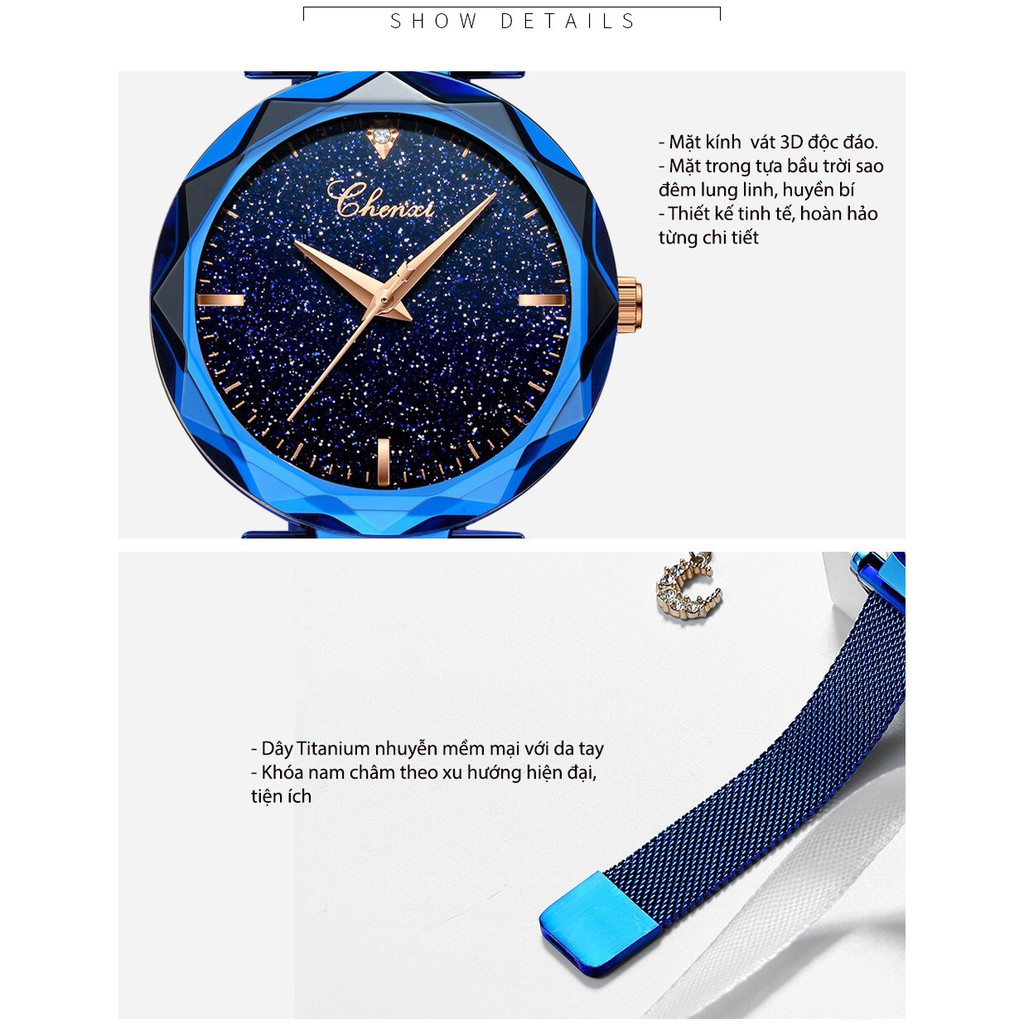 [CHÍNH HÃNG] Đồng hồ nữ CHENXI dây thép Titanium nam châm mặt kính 3D cá tính quyến rũ | BigBuy360 - bigbuy360.vn