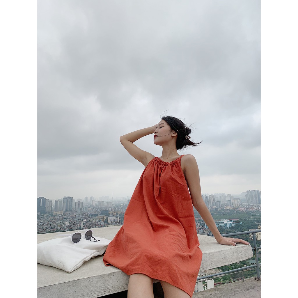 Váy thô đũi cổ yếm buộc nơ lưng VB99 1994closet | BigBuy360 - bigbuy360.vn