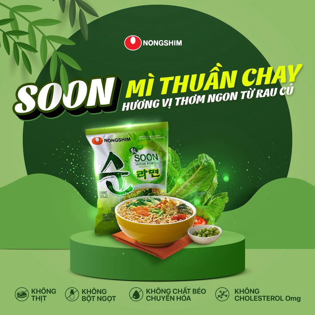 Mì Ăn Liền Nongshim Soon Veggie Chay 112G - Mì Chay Nhập Khẩu Chính Hãng Hàn Quốc