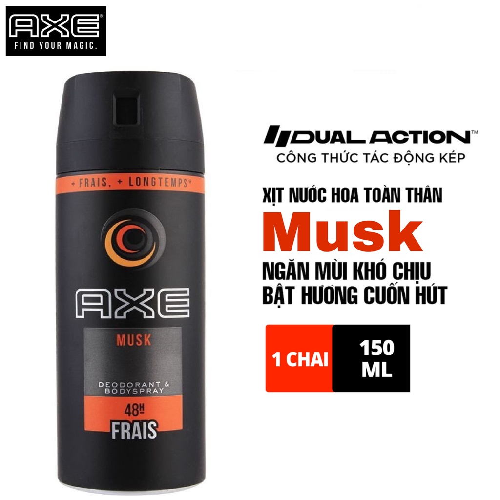 Xịt Khử Mùi Toàn Thân Cho Nam AXE Musk 150ml