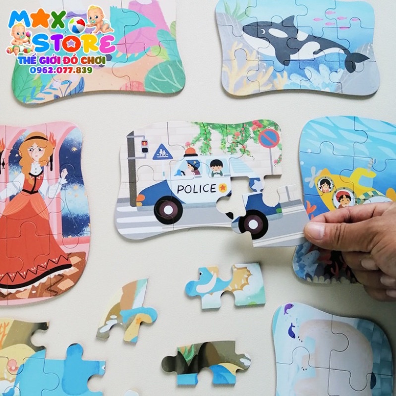 Bộ Ghép Hình Hộp Sắt  PUzzle 5in1 - 5 Level Nhiều Chủ Đề Hấp Dẫn Cho Bé Từ 1 Tuổi