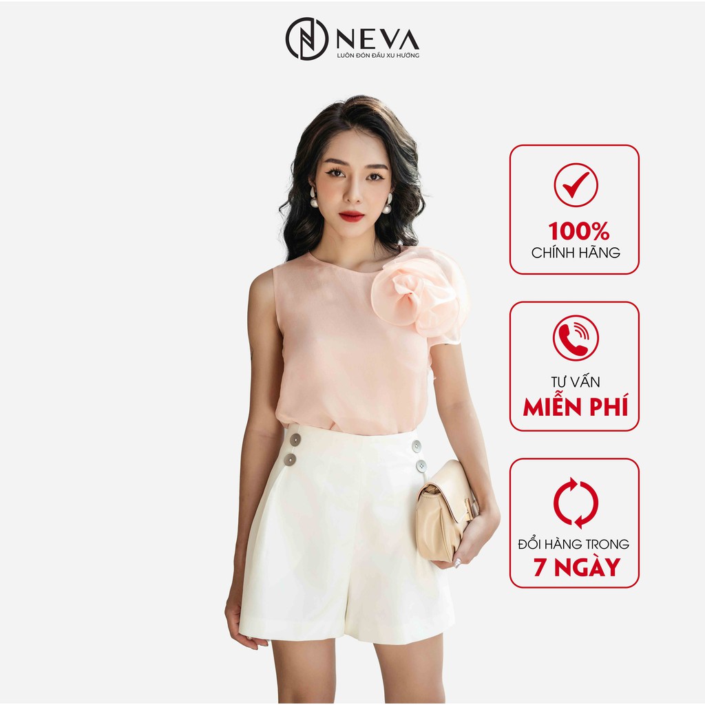 Áo NEVA Xếp Hoa Lệch Vai | 4 Màu Lựa Chọn W120308