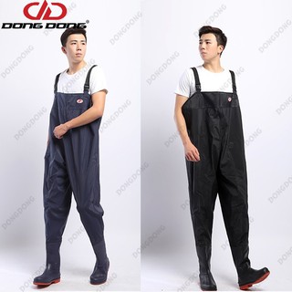 Ủng liền quần lội nước XANH TÍM, quần áo câu cá E001 dày 0,65mm, chống thấm nước tuyệt đối - DONGDONG