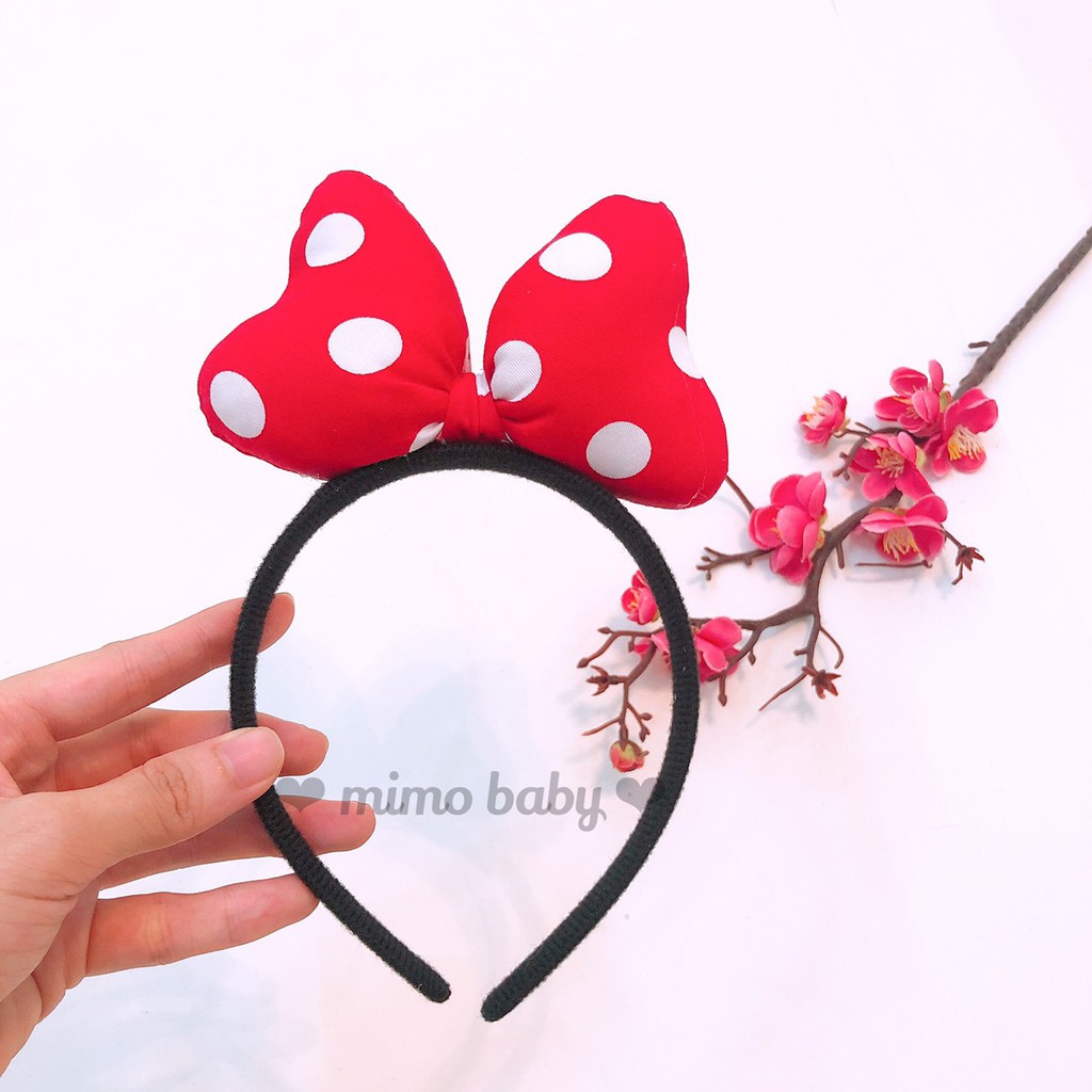 Băng đô phụ kiện tóc hình nơ mickey đỏ xinh xắn cho bé