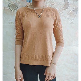 Áo kiểu len tay ren