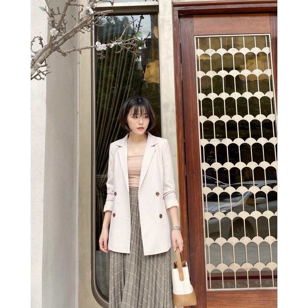 Áo vest nữ blazer công sở Hàn Quốc dáng dài trẻ trung giá rẻ thời trang thiết kế Kcorner AV24 | BigBuy360 - bigbuy360.vn