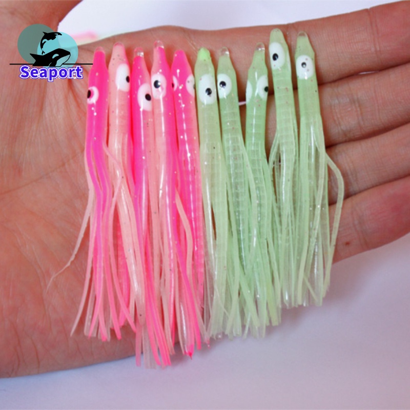 10 Mồi Câu Cá Giả Hình Con Mực Mềm 3inch