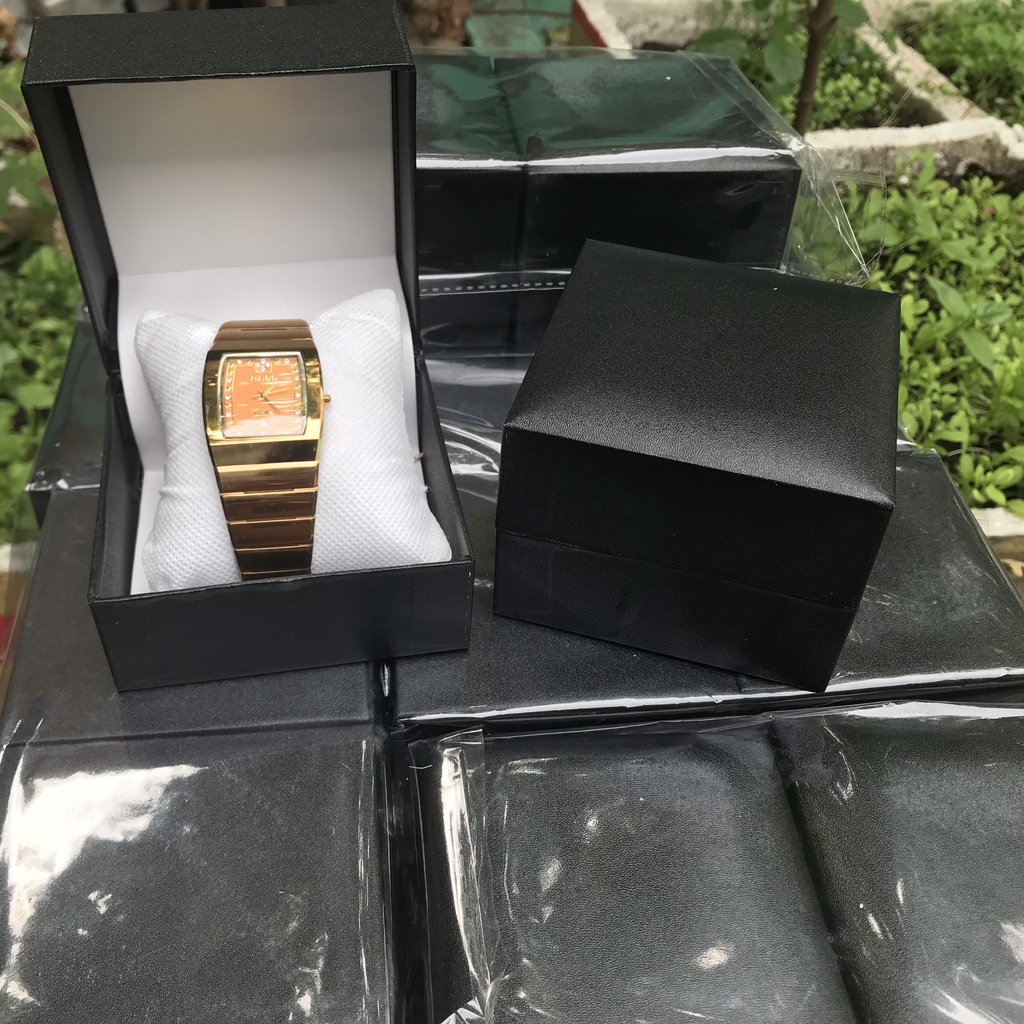 Hộp đồng hồ cao cấp màu đen giả da, hộp cho đơn đồng hồ Rado nam nữ