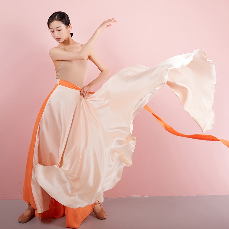 [M &amp; E] Chân Váy Xòe Hai Mặt Thắt Dây Nửa Thanh Lịch Khiêu Vũ Cổ Điển 720 Độ