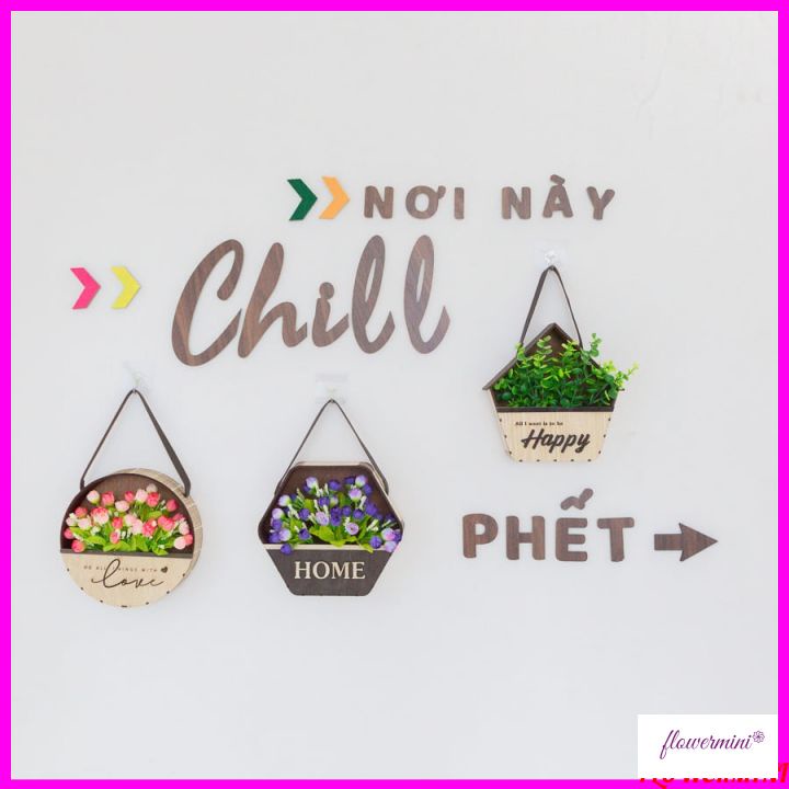 Giỏ hoa cỏ giả treo tường nhiều mẫu trang trí nhà cửa, decor quán cà phê, nhà hàng phong cách mới GH-08