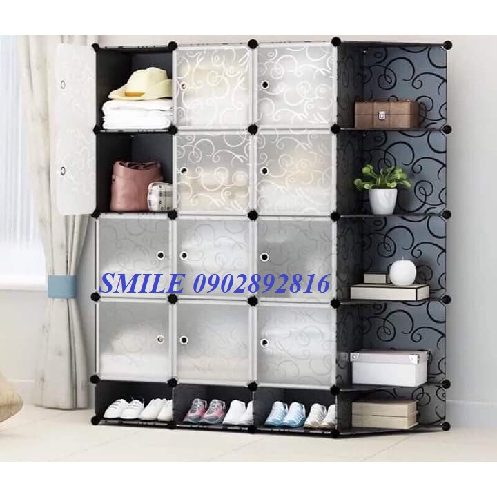 TỦ NHỰA LẮP GHÉP ĐA NĂNG THÔNG MINH 20Ô GỒM (4Ô XÉO VÀ 4Ô GIÀY)