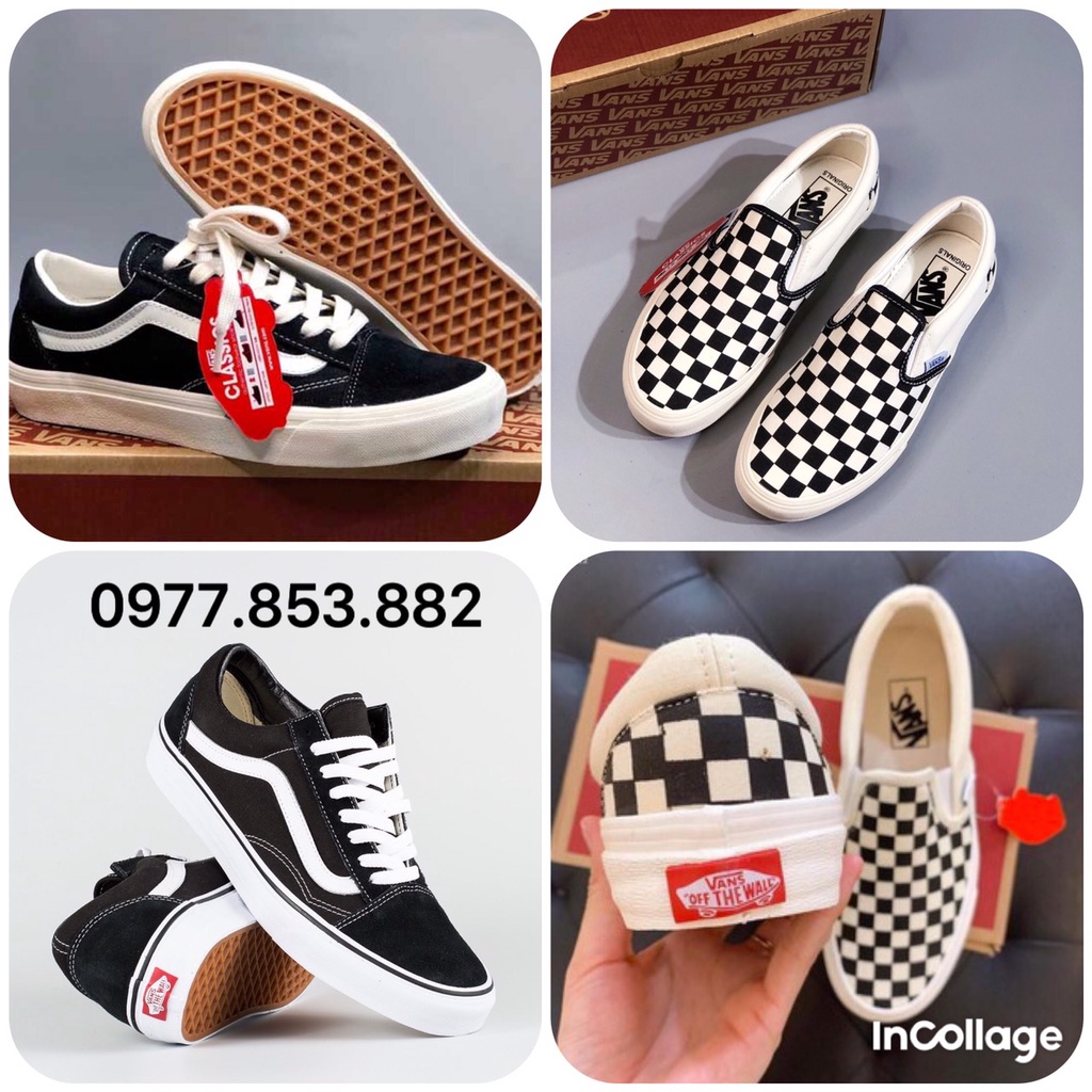 [ 𝐒𝐀𝐋𝐄 ĐẬ𝐌 ] GIÀY 𝐕𝐀𝐍𝐒 VAULT OLD SKOOL, CARO ⚡Full box bill⚡ Giày Lười Vans Caro
