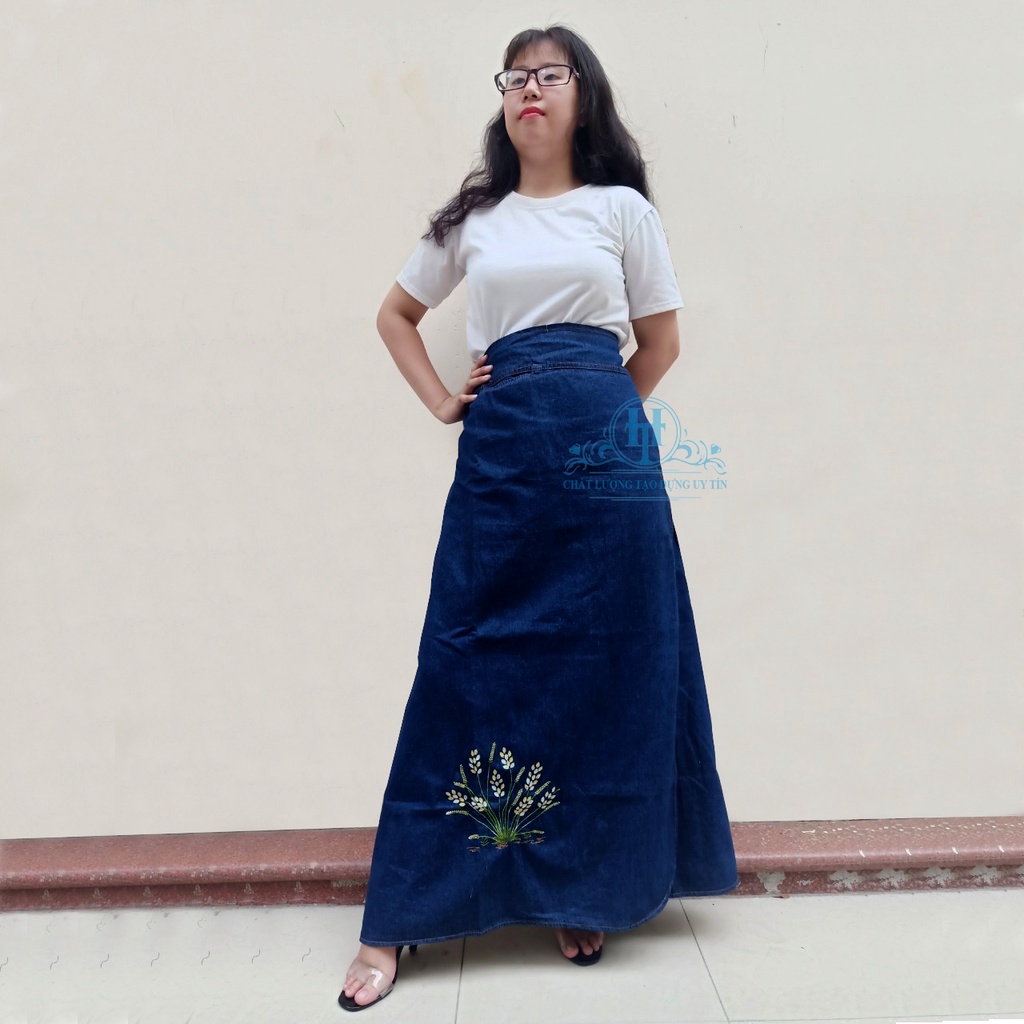 Váy Chống Nắng Xẻ Tà Vải Jean Dày Cao Cấp Có Nút Bấm Chắc Chắn Chống Tia UV Cực Tốt H&amp;T Fashion