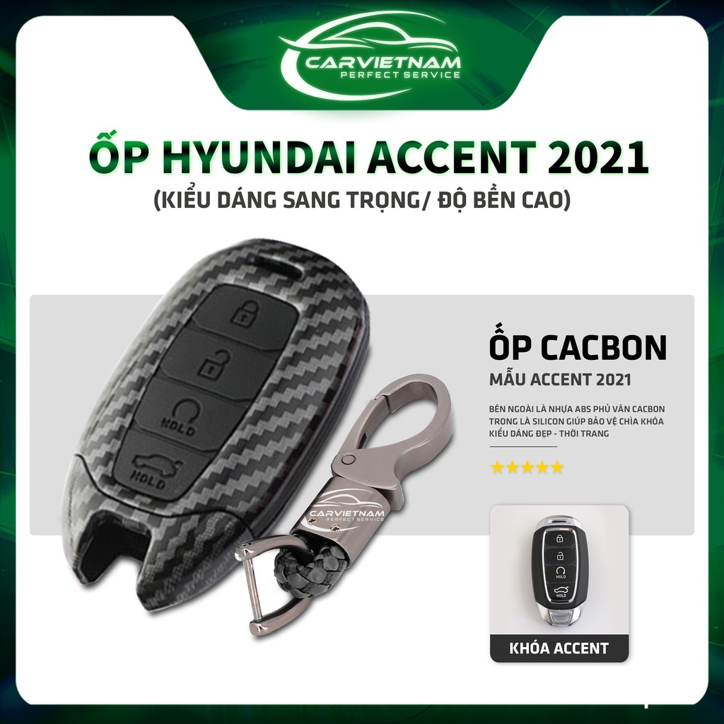 Ốp Chìa Khoá Hyundai Accent 2021 - Ốp Chìa Khoá Ô Tô Vân Cacbon Cao Cấp Loại I - Ccar Vietnam