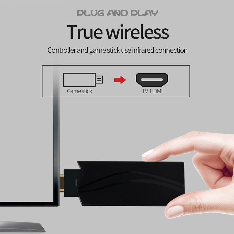 Máy chơi game 4 nút RS65 HDMI tay cầm không dây tích hợp 628 game