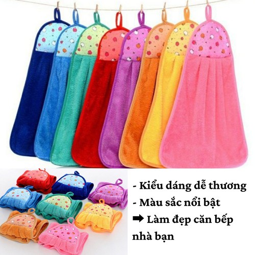 Khăn Lau Tay Treo TườngKhăn Lau Bếp Lau Bát Đĩa Đa Năng Có Móc Treo Tường Chất Cotton Mềm Mại Siêu Thấm Nước Size Lớn