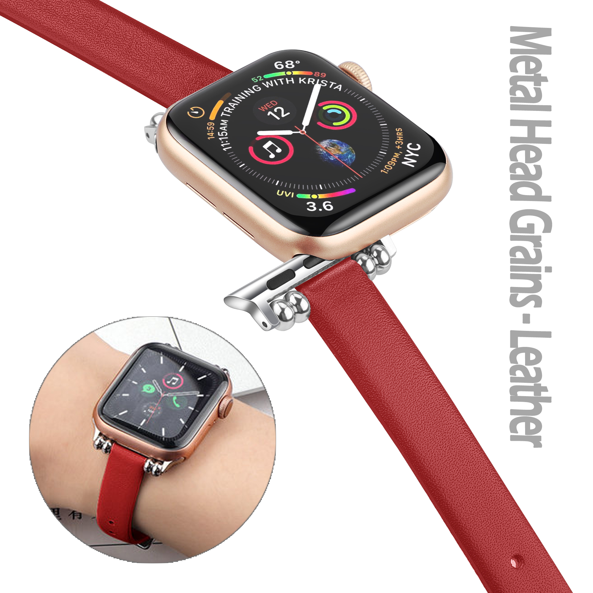 Narrow Slim Fashion Leather Band For Apple Watch 5/4 44mm 40mm  Leather Strap iWatch Series 3 2 1 42mm 38mm Replacement Strap