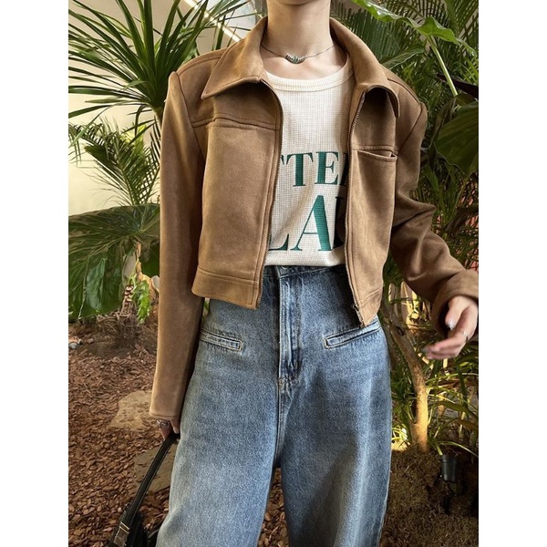 Áo khoác Suede Leather dáng ngắn