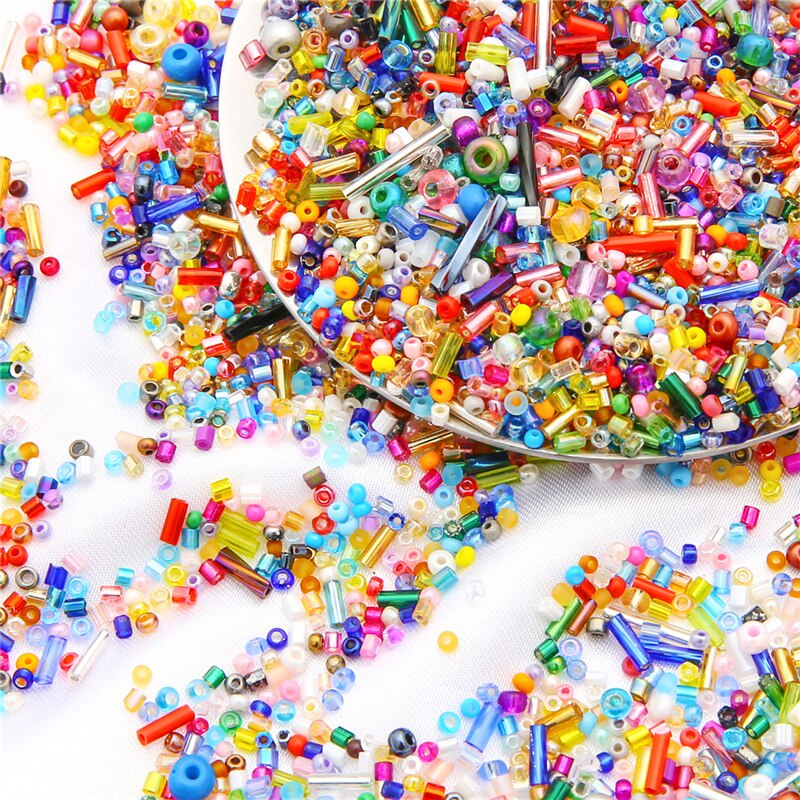 Set 800 hạt thủy tinh hỗn hợp hình tròn kết hợp màu sắc và kích thước là phụ kiện quần áo