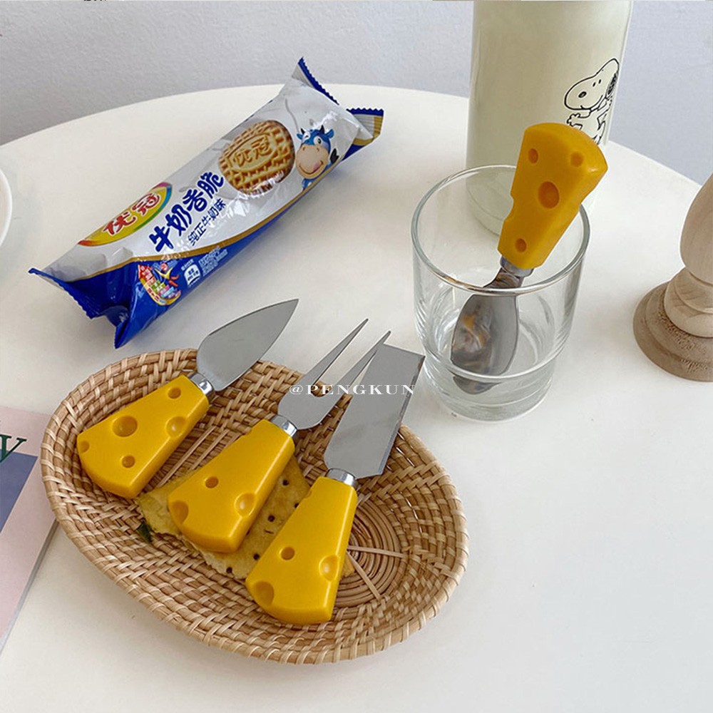 Dụng Cụ Ăn Bằng Thép Không Gỉ Thiết Kế Hình Phô Mai Độc Đáo Tùy Chọn