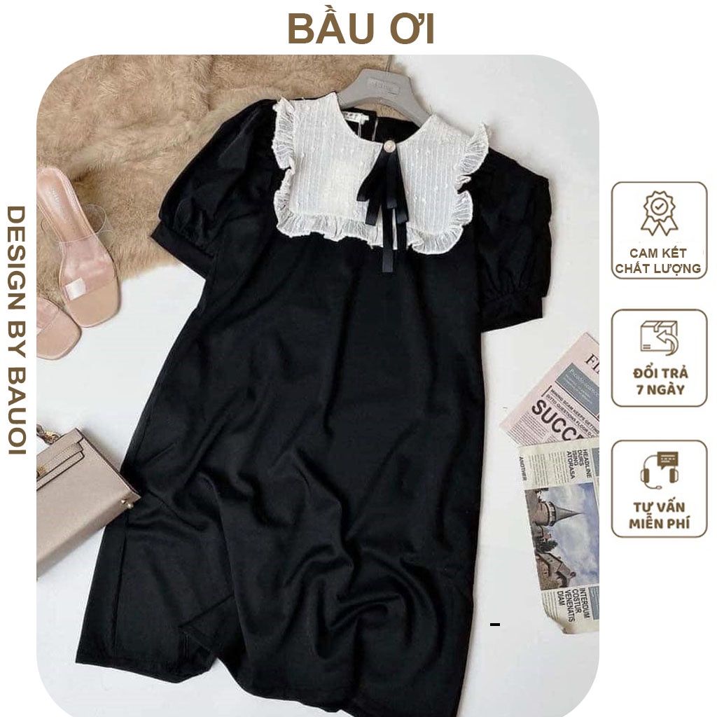 [BAUOII V70] VÁY BẦU CÔNG SỞ DÁNG SUÔNG PHỐI REN TAY BỒNG - ĐẦM BẦU BABYDOLL THỜI TRANG HÀN QUỐC KIỂU DÁNG THANH LỊCH