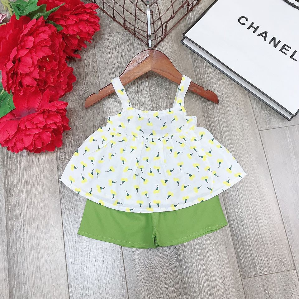 Bộ boil đũi 2 dây  ngày hè cho bé gái - BBD2D