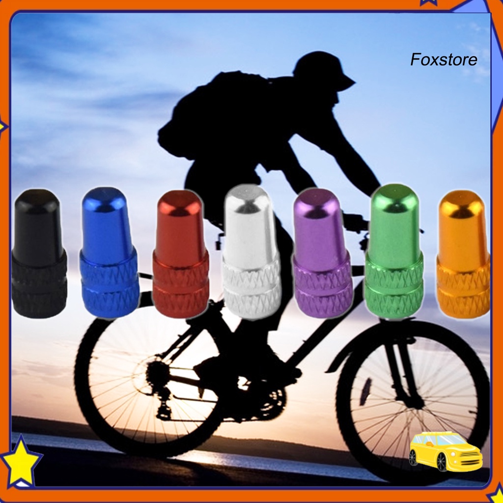 【FS】4 Pcs Valve Caps Practical Wear Resistant Aluminum Alloy Anodized Bike Tire Caps for Bicycle