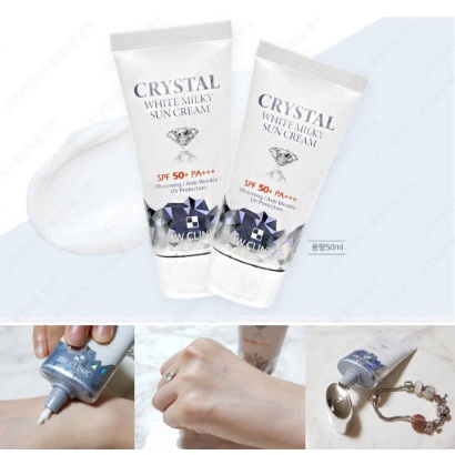 Kem Chống Nắng 3W CLINIC CRYSTAL WHITE MILKY SUN CREAM SPF 50/ PA +++ Hàn Quốc 50ml