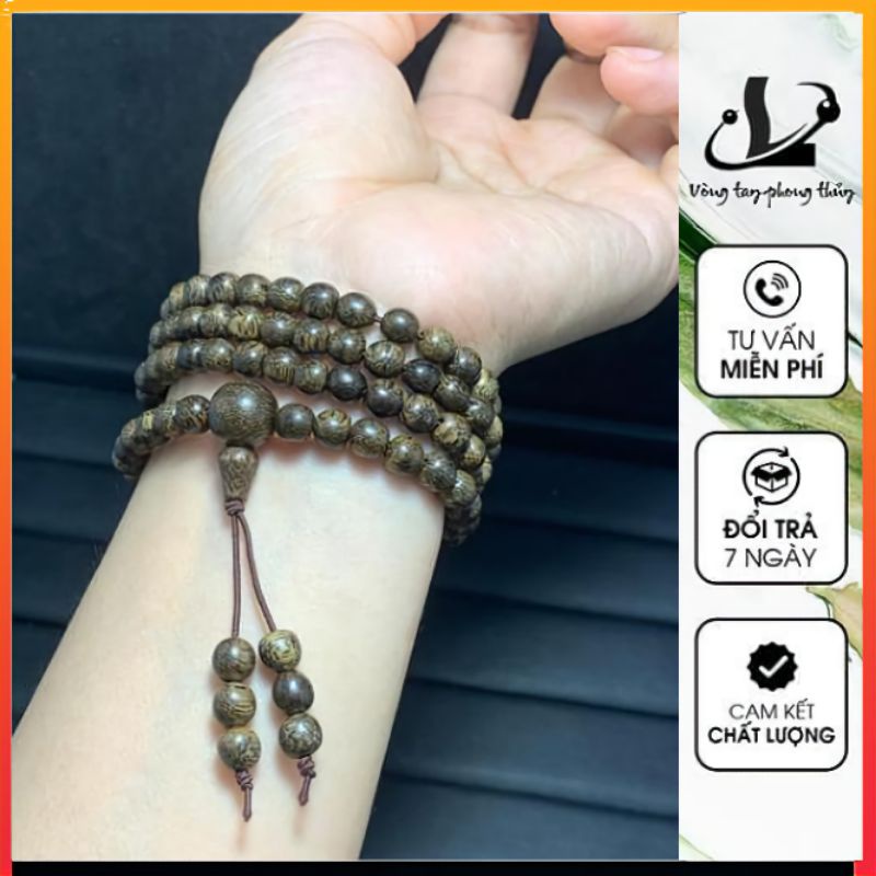 Vòng Tay Trầm Hương Chuỗi 108 Hạt Trầm 6li 100% Tự Nhiên - N24