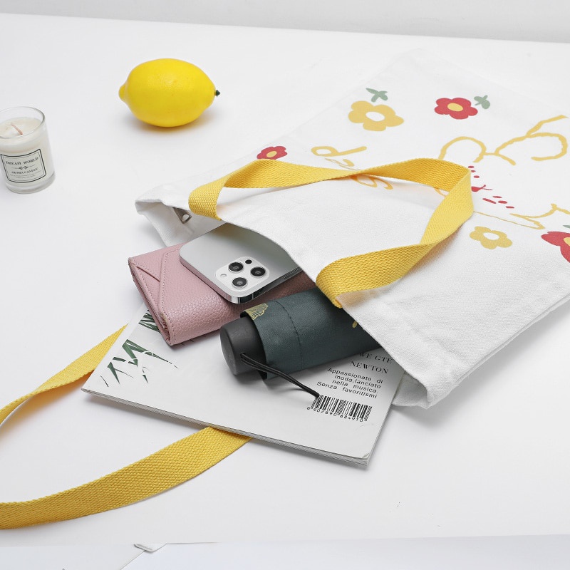 Túi vải in họa tiết hoạt hình dễ thương cho nữ