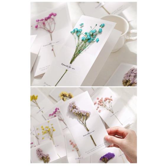 Thiệp Chúc Mừng Sinh Nhật / Lễ Hội / Giáng Sinh Đính Hoa Khô Kiểu Vintage Hàn Quốc H137